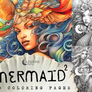 Mermaid, Vol 2: Coloring Pages of Mermaids and Sea Sirens | 10 Images | Regular & Light | Instant PDF Download - You Print