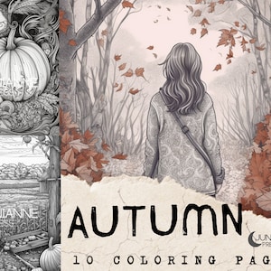 Autumn: Coloring Pages of Cozy Autumn and Fall Scenes | 10 Images | Regular & Light | Instant PDF Download - You Print