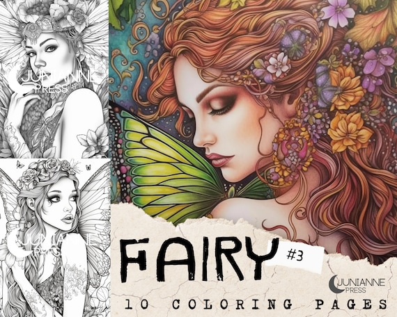 Fairy, Vol 3: Coloring Pages of Fairies With Attitude |10 Images | Regular  & Light | Instant PDF Download - You Print - Etsy