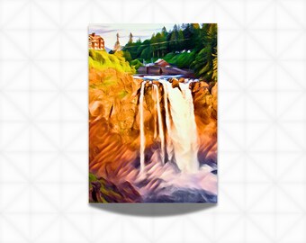 Snoqualmie Falls Full View| Salish Lodge| Snoqualmie| WA Waterfall| PNW waterfall scenery| Housewarming gift| Home Decor| Office| Gift|