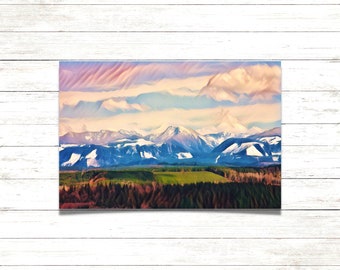 Cascade Mountains Print| PNW art| Washington scenery| Home decor| PNW photography| Snoqualmie Valley| Carnation WA| Tolt MacDonald Park|