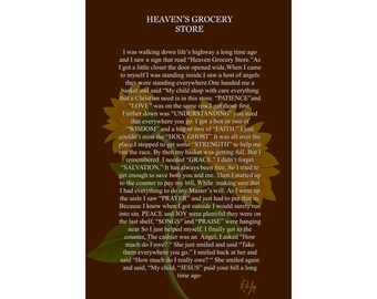 Heaven's Grocery Store Poem Christian Verse on Heavenly Sky Artwork 8.5 ...