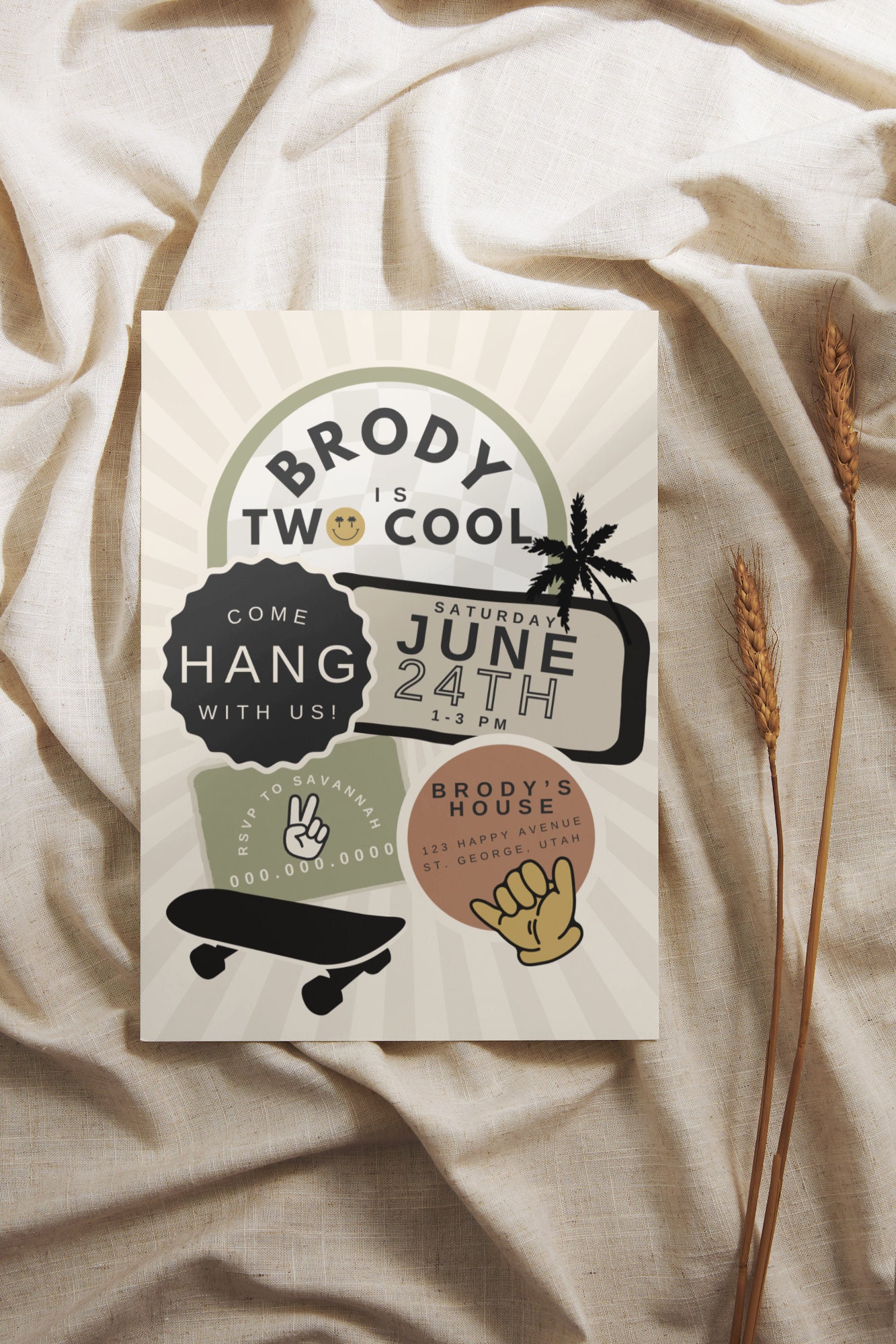 Invited Cool Second Birthday Invitation, Two Cool Birthday Theme, Instant Download ...
