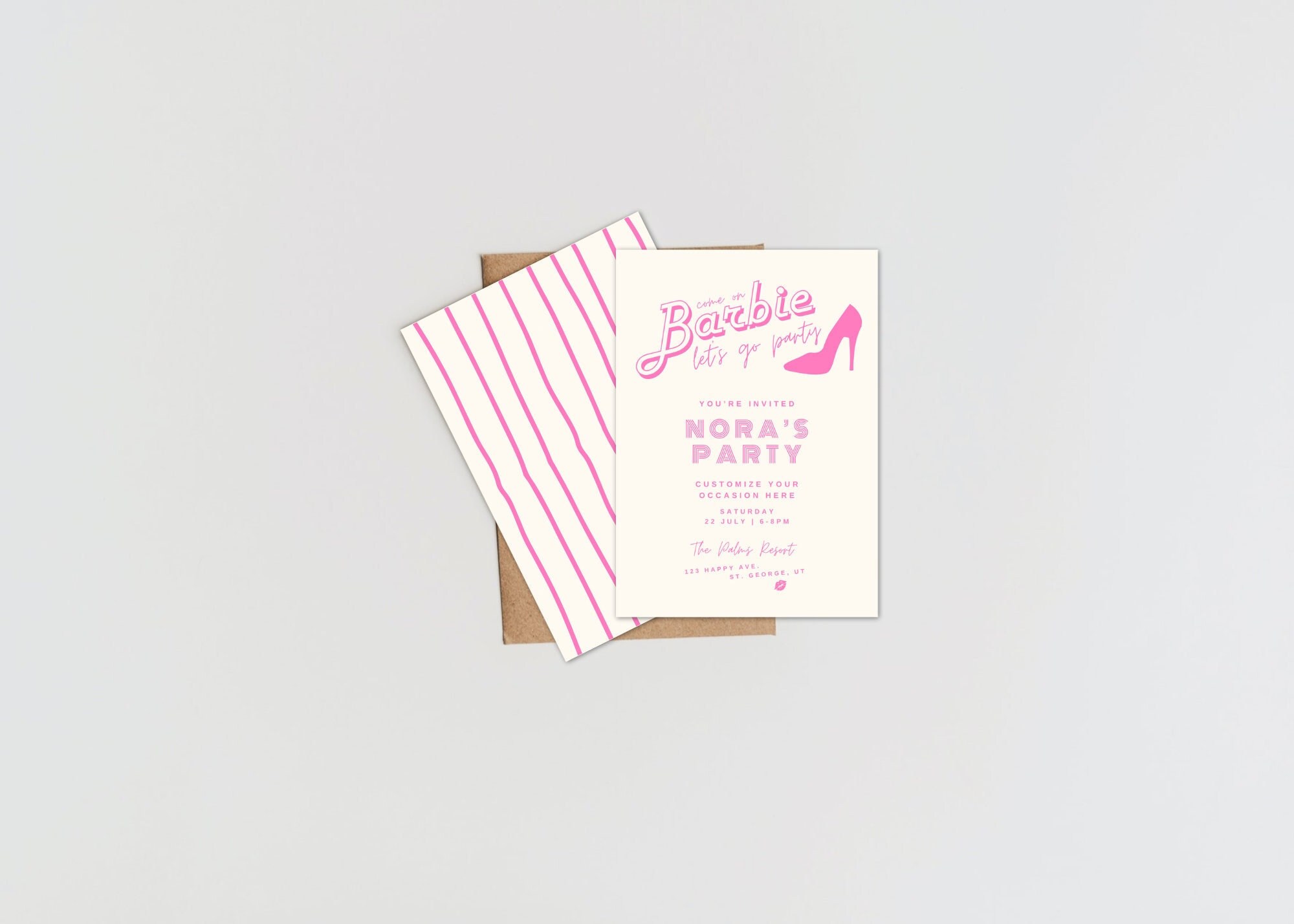 Barbie Party Invitation Barbie Bachelorette Pink Party Barbie Party Theme Instant Download Customizable Invite Digital