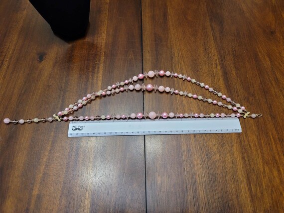 Pink Beads 3 Strand 1950s Graduated Necklace Japa… - image 7