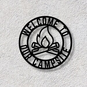 Welcome To Our Campsite Metal Sign, Camping Sign, Camper Decor, RV Decor, Camping Welcome Sign, Happy Campers Yard Sign, Camping Wall Decor