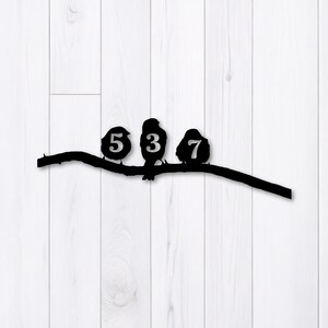 Personalized Address Metal Sign, Birds On Branch Wall Art, Custom House Address, Front Door Decor, Home Address Sign, House Number Wall Sign