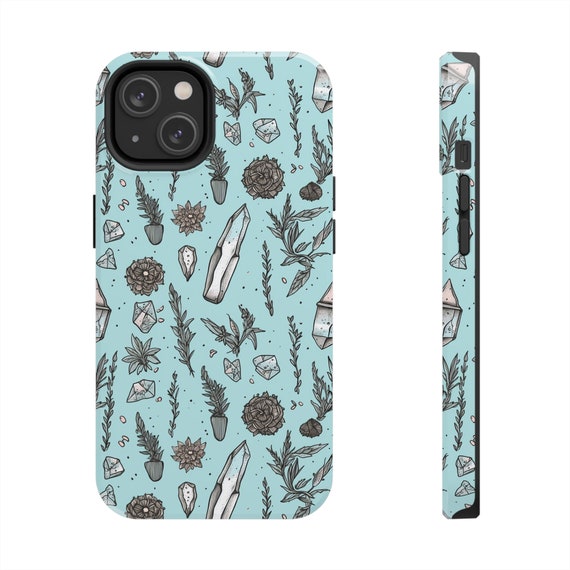 Blue New Age Mystic Crystals Case iPhone 14 13 12 11 X Mini 13