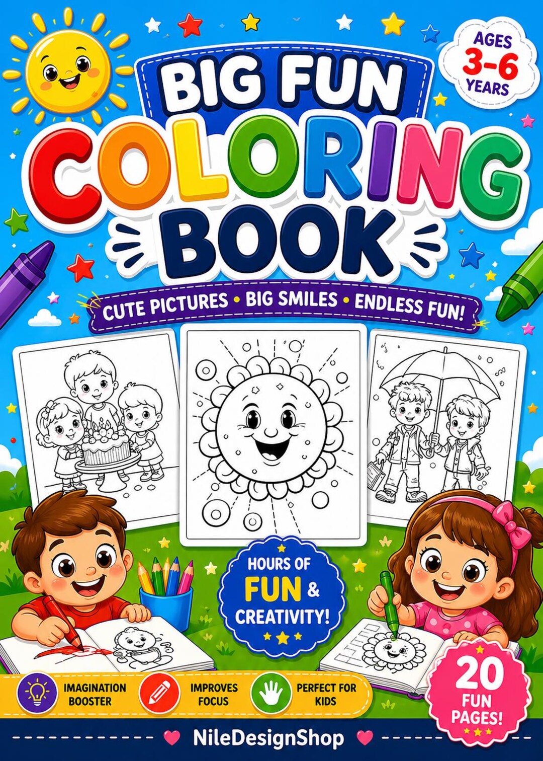Libro para colorear para niños de 3 a 6 años / 20 páginas divertidas ...