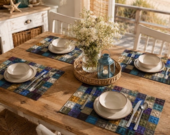 Handcrafted Quilted Cotton Twill Placemat, Patchwork Table Decor