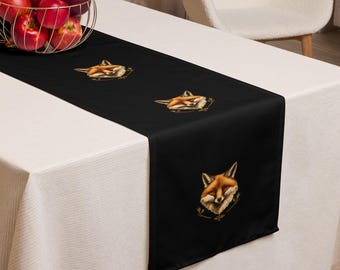 Fox Table Runner, Rustic Dining Decor, Animal Lover Gift (90" x 16")
