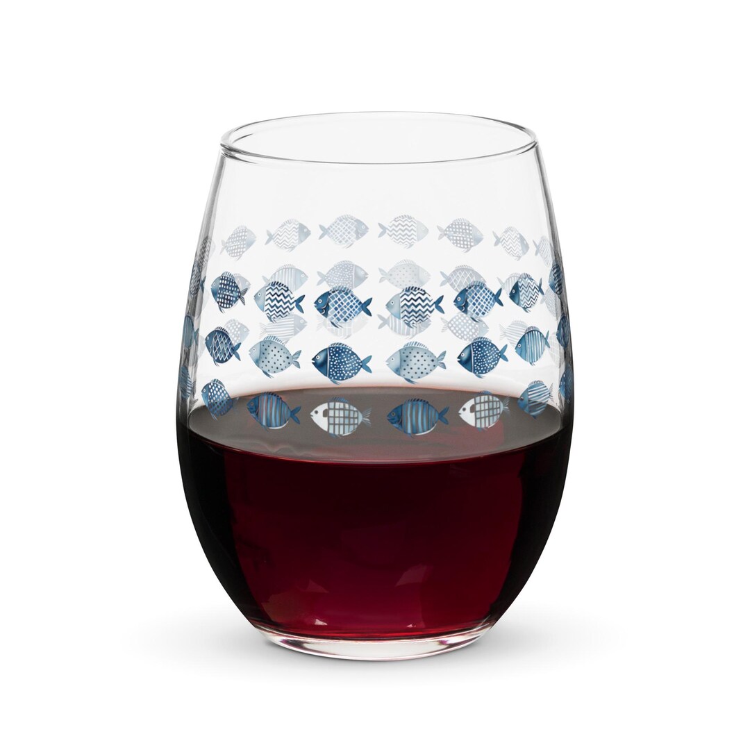 Fish Stemless Wine Glass, Ocean Nautical Holiday Decor (15 Oz) - Etsy
