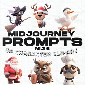 Podpowiedzi Midjourney dla postaci z kreskówek 3D Clipart
