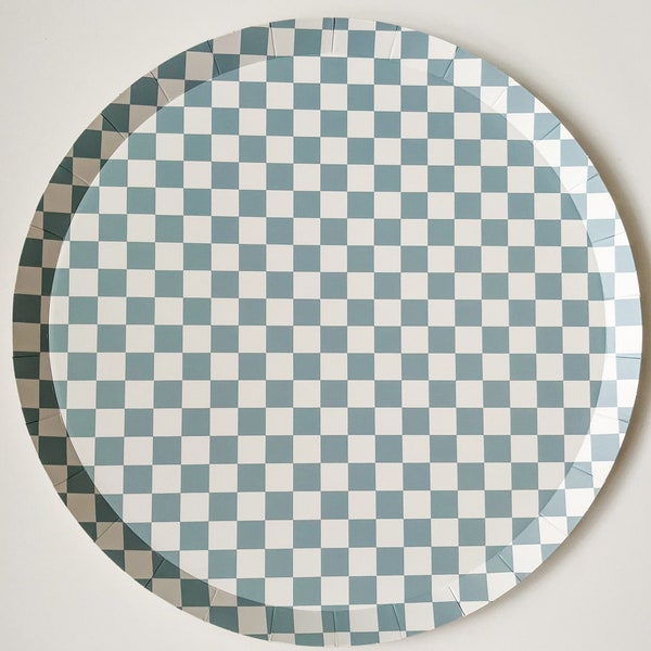 Checkered Blue Plate, XL (Set of 8)