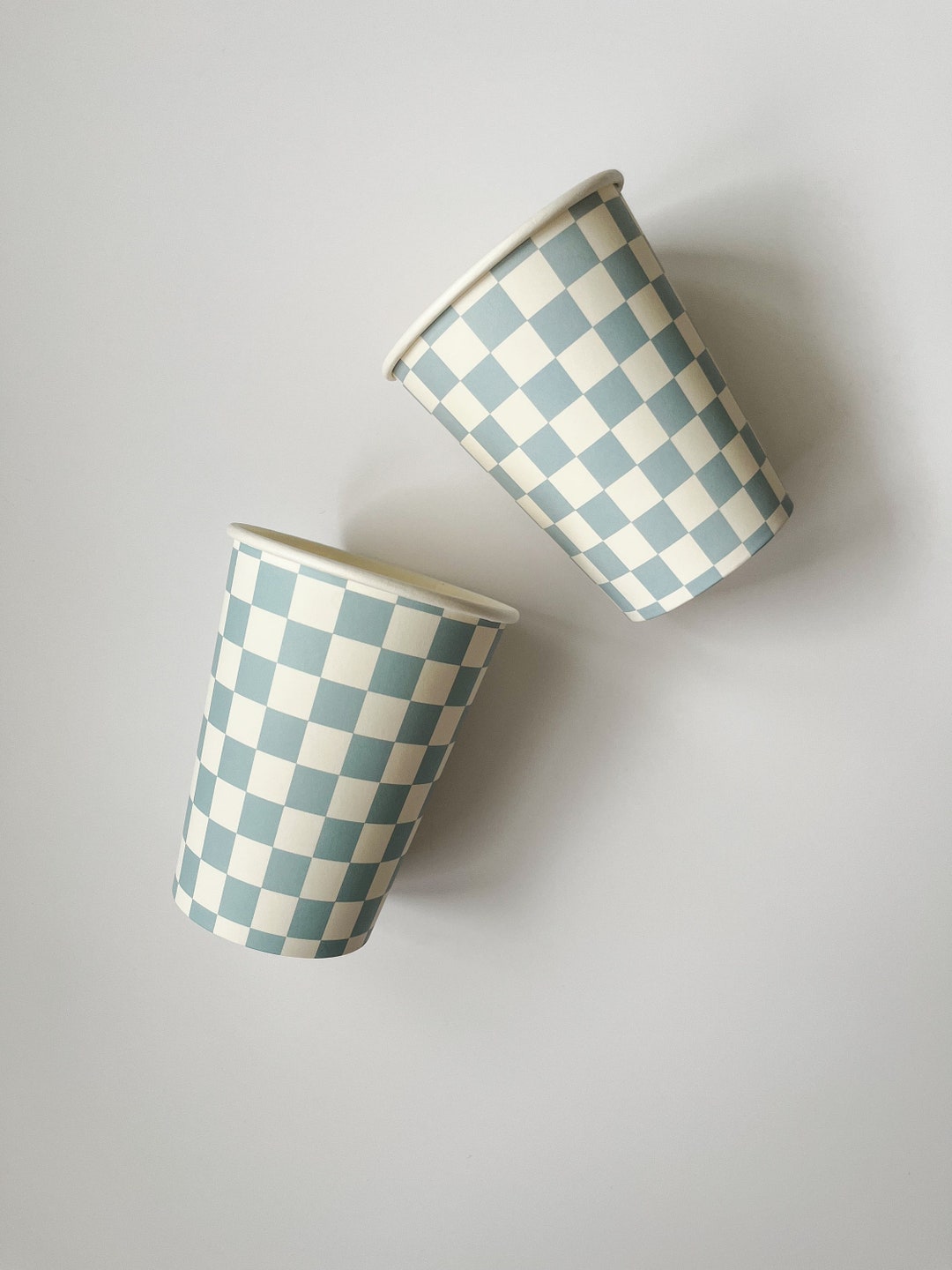 Blue Checkered Cups (set of 8) - Etsy