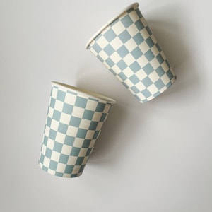 Blue Checkered Cups (set of 8) - Etsy