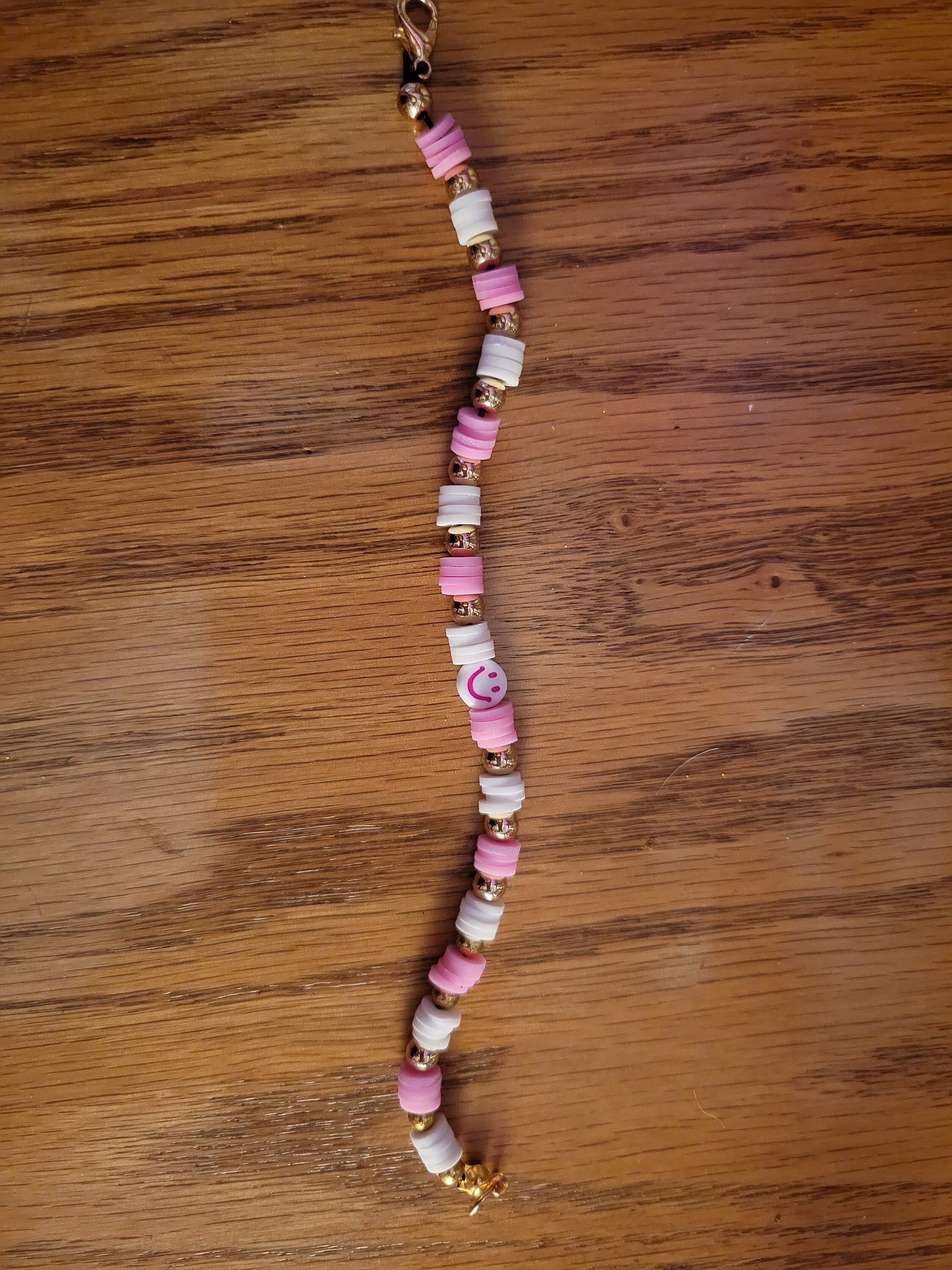 Pink & Off White Clay Beads Bracelet – Svila Fashion