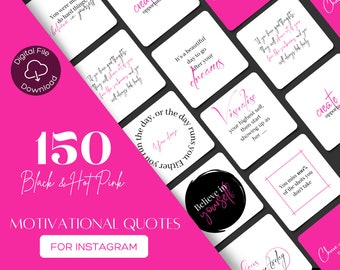150 Hot Pink Motivational Quotes Instagram | Inspirational Social Media Quotes |  Influencer Quotes | Quote Template | Instagram Quotes