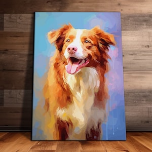 Nova Escócia Duck Tolling Retriever Arte de parede, tela de cachorro, pintura Retriever, arte para animais de estimação, presente para amantes de cães, pintura Toller de pato