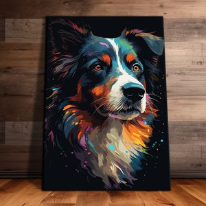 Colorful Border Collie Wall Art, Dog Lover Art, Animal Canvas, Ready to Hang Canvas Print, Gift