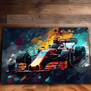 Formel 1 Wandkunst, Rennwagen Leinwand, modernes Wanddekor, fertig zum Aufhängen, Leinwand, Motorsport, Formel 1, Geschenk
