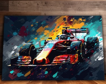 Formula 1 Wall Art, Racing Car Canvas, Modern Wall Decor, Ready to Hang Canvas Print, Motorsports, Formula One, Gift