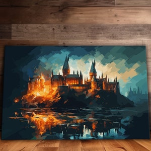 Abstract Wizard Castle Wall Art, Magical School Canvas, Fantasy Art, Wizards and Witches Art, Ready To Hang Canvas, Gift