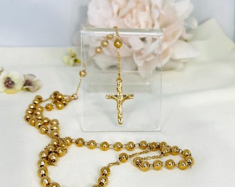 Gold Beaded Rosary, First Communion Gift