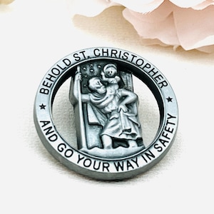St. Christopher Car Clip, Religious Medallion, Care & Protection Charm, Sun Visor Clip  - KYLE