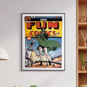 Fun Comics Book Print with The Spectre, Vintage Comic Wall Art, Golden Age of Comics Wall Art, Fun Comics Book Print, Comic Book Wall Art