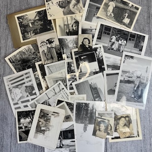 Vintage and Antique B&W Photographs from 1940s-1960s, 40 pieces, Junk Journal Supplies, Ephemera, Vintage Snaps, Vintage Photo Lot No. 6
