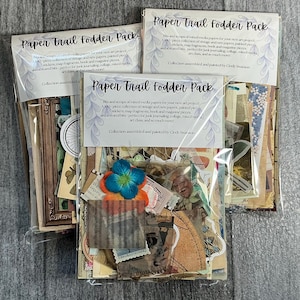 Paper Trail Fodder Paper Pack, Collage Paper Kit, Paper Craft, 100+ pcs, Paper for Mixed Media, Junk Journal, Art Class Supplies, Collage