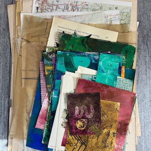 Collage Papers, Pieces of Maps, Dictionary Pages, Magazine and Book Pages, Painted Collage Papers, 50+ pieces, Mixed Multi Pack No. 2
