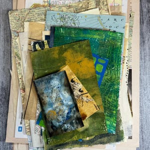 Collage Papers, Pieces of Maps, Dictionary Pages, Magazine and Book Pages, Painted Collage Papers, 50+ pieces, Mixed Multi Pack No. 3