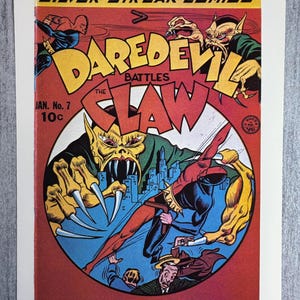 Silver Streak Comics Print, Daredevil v. Claw, Vintage Comic Wall Art, Golden Age of Comics Wall Art, Adventure Comics Print, Comic Wall Art