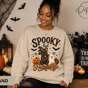 Sweat-shirt d'Halloween bouledogue français effrayant mais sympathique, col ras du cou de maman chien Frenchie Gildan 18000, cadeau mignon d'amant de chien d'automne
