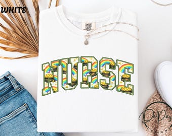 Camiseta de enfermera para el Día de San Patricio, regalo de enfermera titulada Lucky Clover, camiseta de trébol, top de enfermera irlandesa