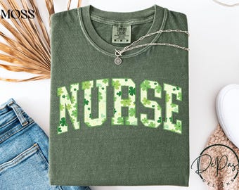 Camiseta de enfermera para el Día de San Patricio, trébol de la suerte, regalo para enfermeras registradas, camiseta irlandesa de atención médica para mujeres
