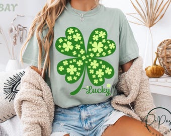 Diseño de camiseta con trébol de la suerte, camiseta con trébol irlandés, regalo verde para el Día de San Patricio.
