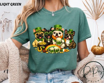 Camiseta divertida de bulldog francés para el Día de San Patricio con trébol de la suerte y diseño irlandés. Regalo ideal para mamás de perros.