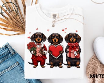 Dachshund Valentine Shirt Doxie Dog Lover Gift Sausage Dog Puppy Love Tee