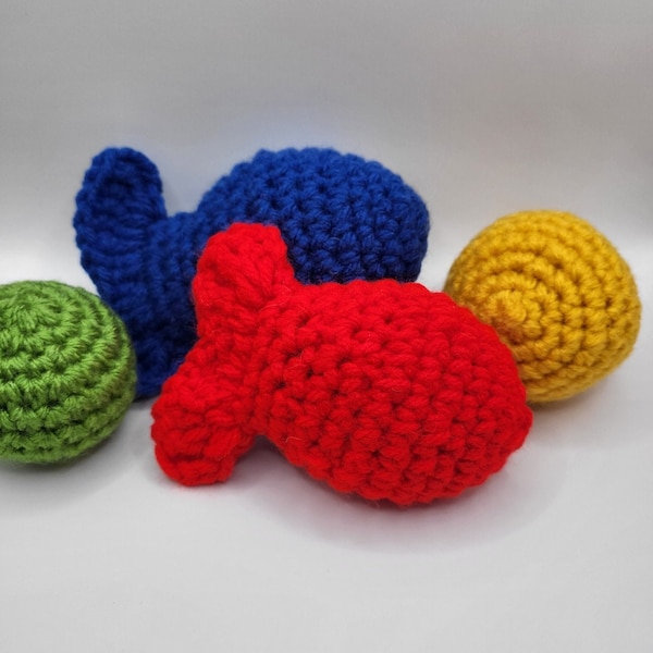 Set of 4 Crochet Catnip Toys in assorted colors