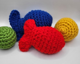 Set of 4 Crochet Catnip Toys in assorted colors