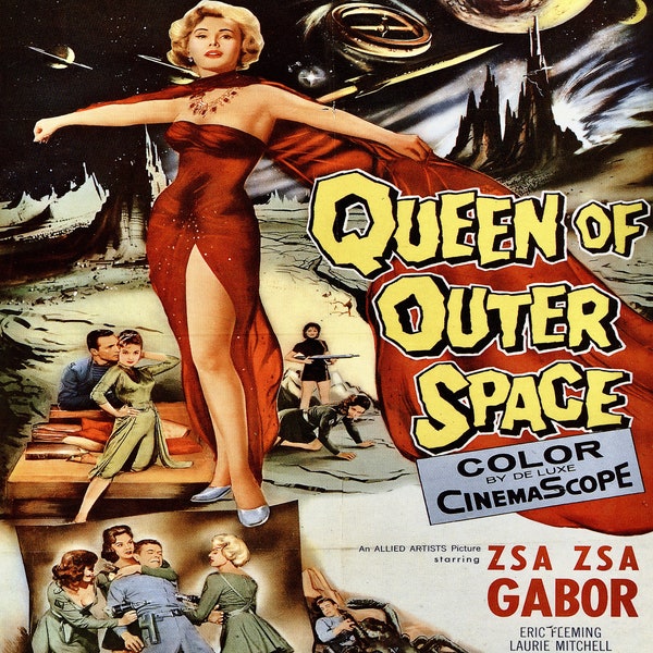 Poster zum Film ""Queen of Outer Space"" mit Zsa Zsa Gabor in der Hauptrolle."