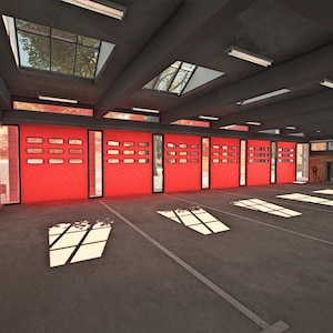 Caserne de pompiers FiveM MLO | Carte moderne de la caserne de pompiers de GTA V | Intérieur personnalisé YMAP + Baies de garage | Parfait pour les services d'urgence RP et City R