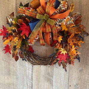 Fall 18 inch Round Grapevine Wreath