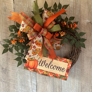 Fall 16 inch Round Grapevine Wreath