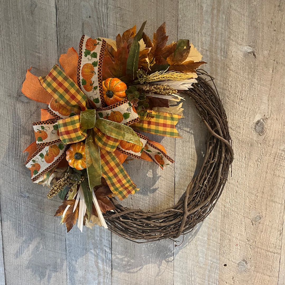 Fall 18 Inch Oval Grapevine Wreath - Etsy