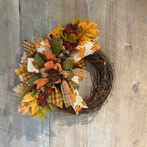 Fall 14 inch Round Grapevine Wreath