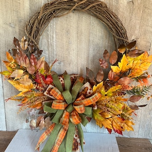 Fall 24 inch Round Grapevine Wreath
